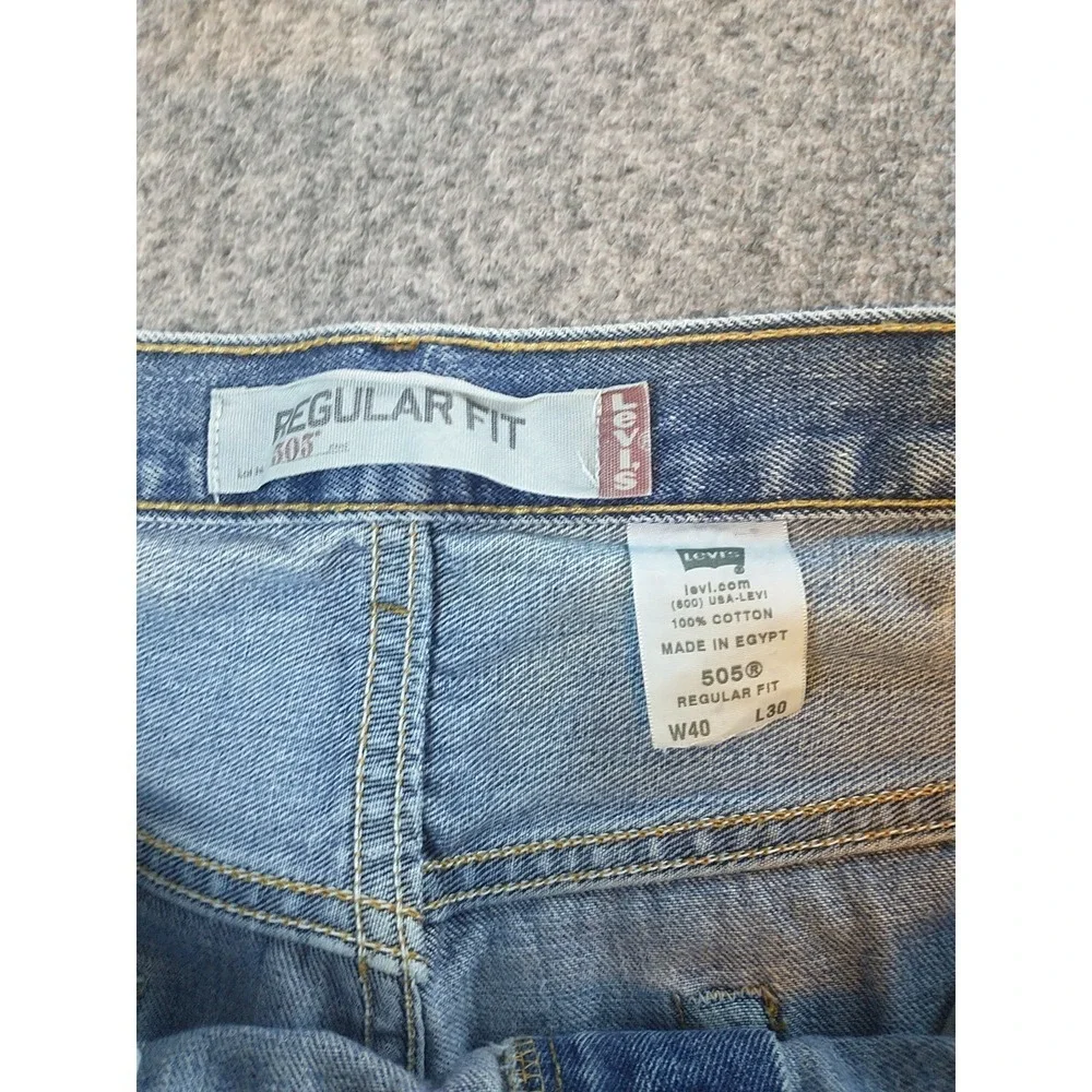 Levis 505 Regular Fit Jeans Mens 38x29 Light Wash Blue Straight Leg Denim Cotton